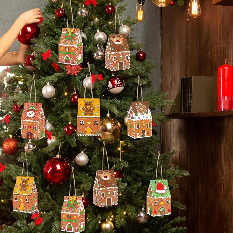 80UncleKimby 56Pcs Christmas Cookie Boxes Mini Gingerbread House Treat Box - Image 5